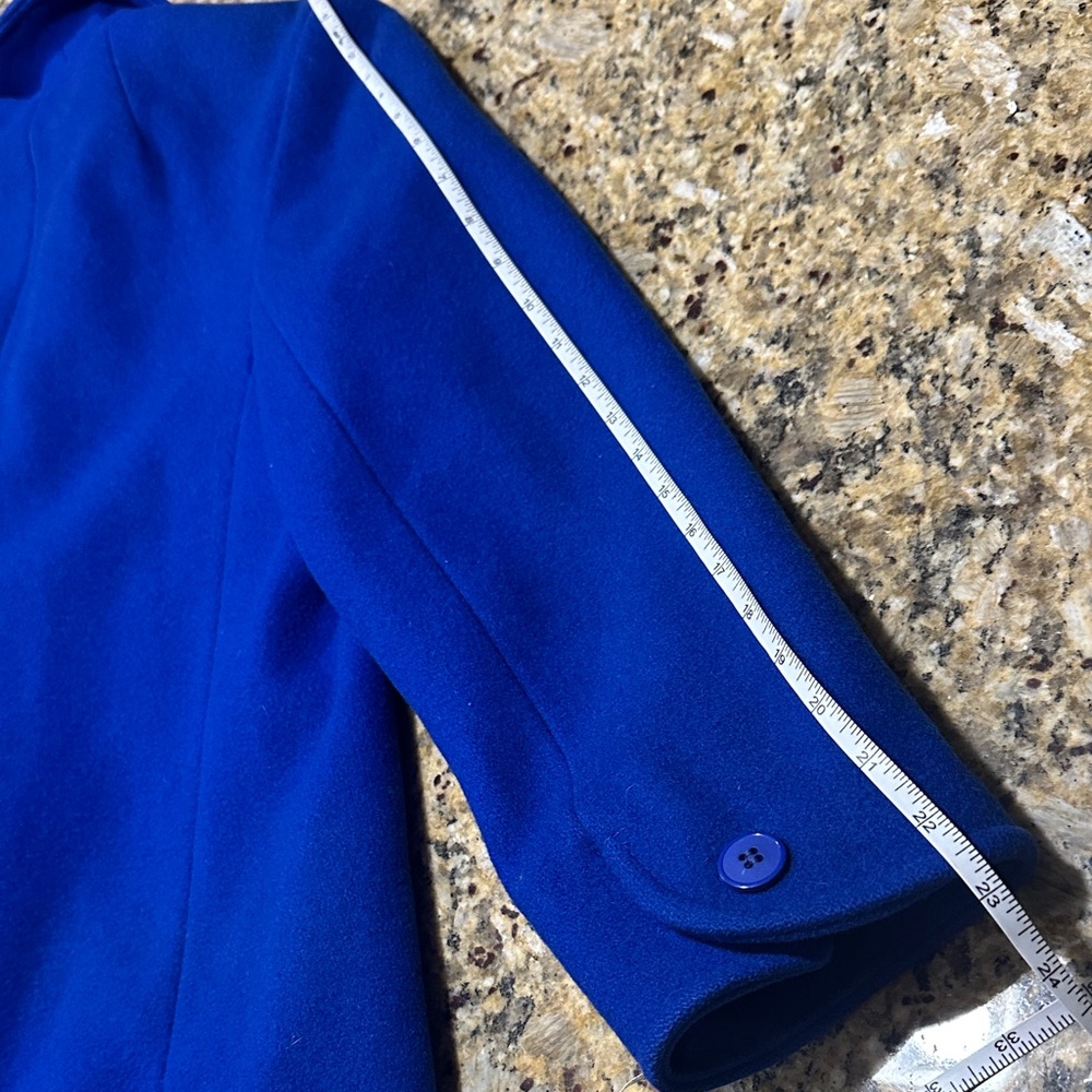 Elegant Vintage Blue Double-Breasted Wool Pea Coat - Picture 13 of 13